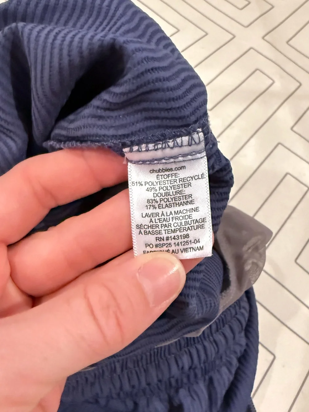Chubbies Blue Textured Swim Trunks